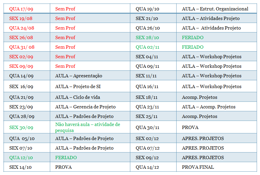 Calendário